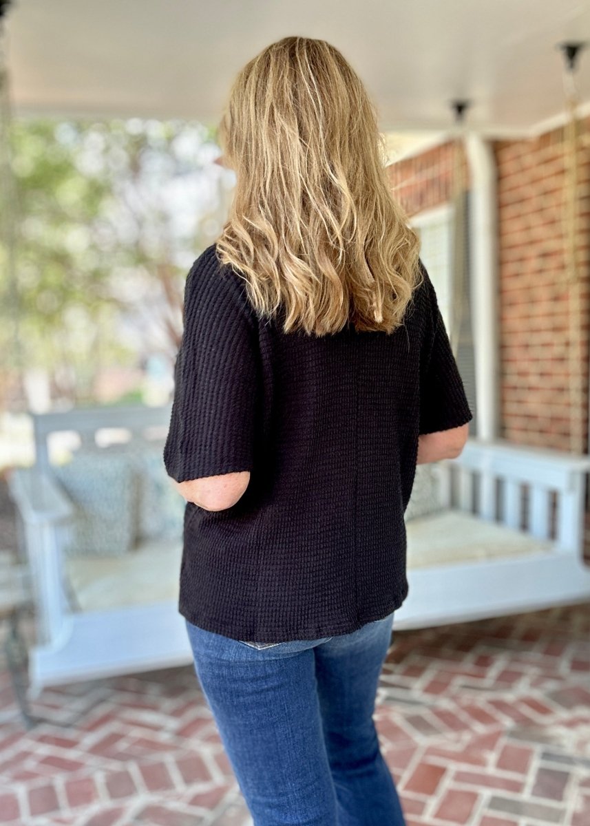 Zenana Key Hole Neckline Lightweight Sweater - Black - Shirts & Tops - Jimberly's Boutique - Olive Branch - Mississippi
