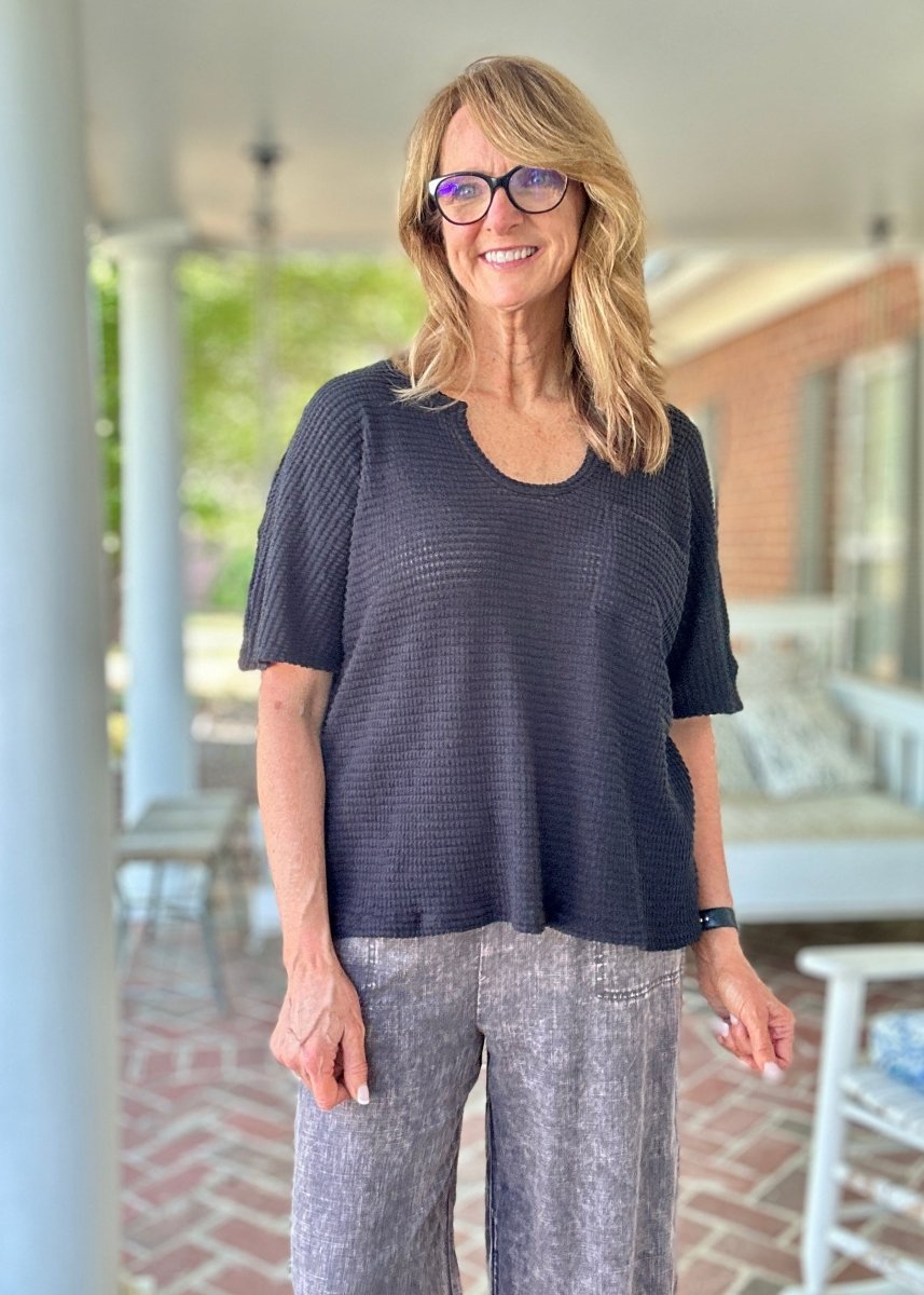 Zenana Key Hole Neckline Lightweight Sweater - Black - Shirts & Tops - Jimberly's Boutique - Olive Branch - Mississippi