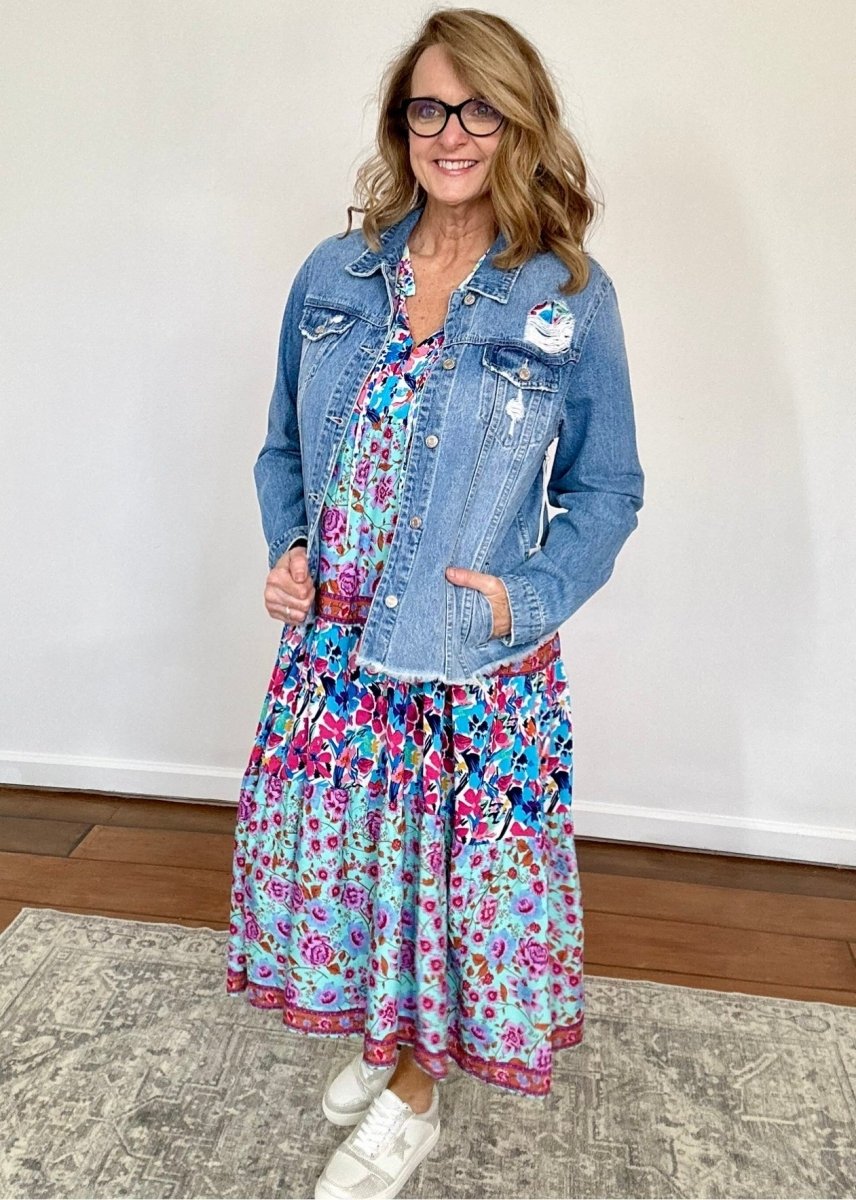 A Good Feeling Frayed Hem Denim Jacket - Jacket -Jimberly's Boutique-Olive Branch-Mississippi