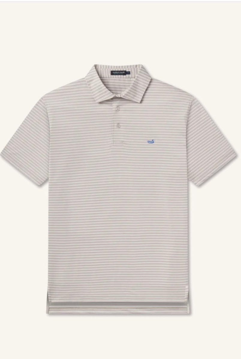 Bermuda Performance Polo | Domingo Stripe | Light Gray - Southern Marsh Polo -Jimberly's Boutique-Olive Branch-Mississippi