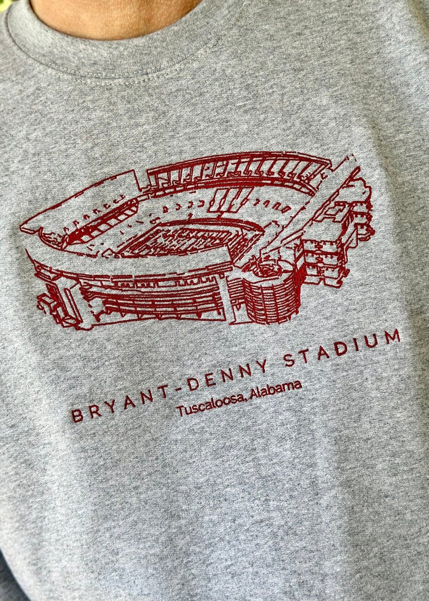 Bryant - Denny Stadium | Embroidered Sweatshirt | Sport Grey | Olive Branch | MS - Graphic Sweatshirt -Jimberly's Boutique-Olive Branch-Mississippi