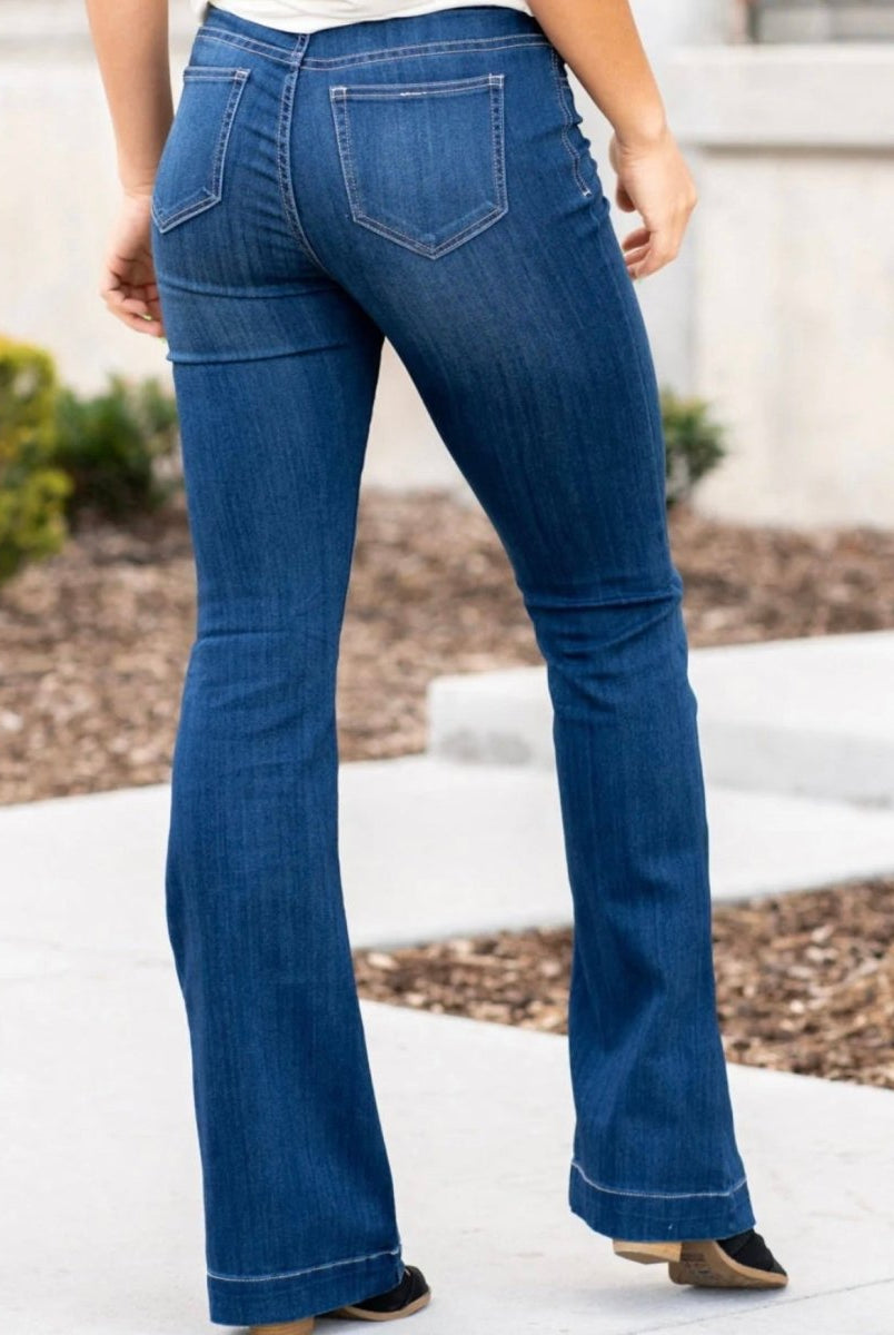 Cello Denim Flare Jeans - Dark Wash - 33" inseam (Reg. & Plus) - jeans -Jimberly's Boutique-Olive Branch-Mississippi