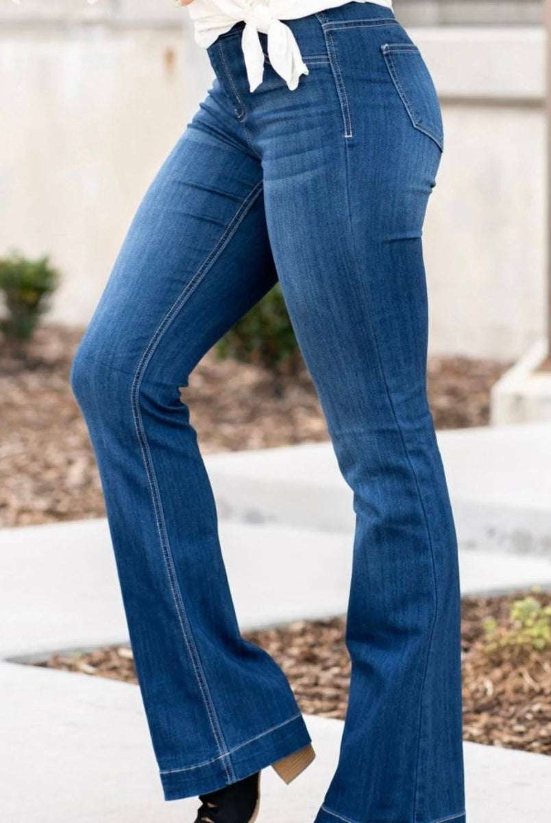 Cello Denim Flare Jeans - Dark Wash - 33" inseam (Reg. & Plus) - jeans -Jimberly's Boutique-Olive Branch-Mississippi