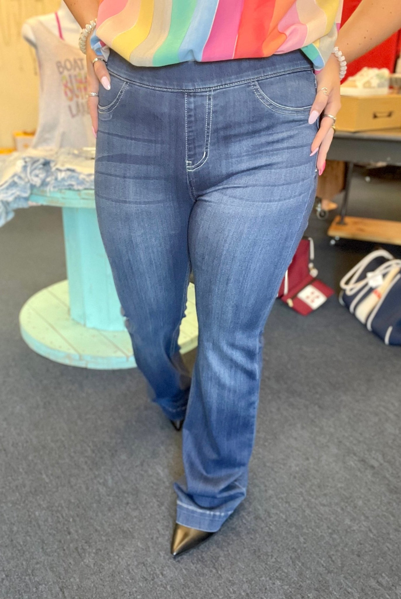 Cello Denim Flare Jeans - Medium Wash - 30" Inseam (Curvy Too) - jeans -Jimberly's Boutique-Olive Branch-Mississippi