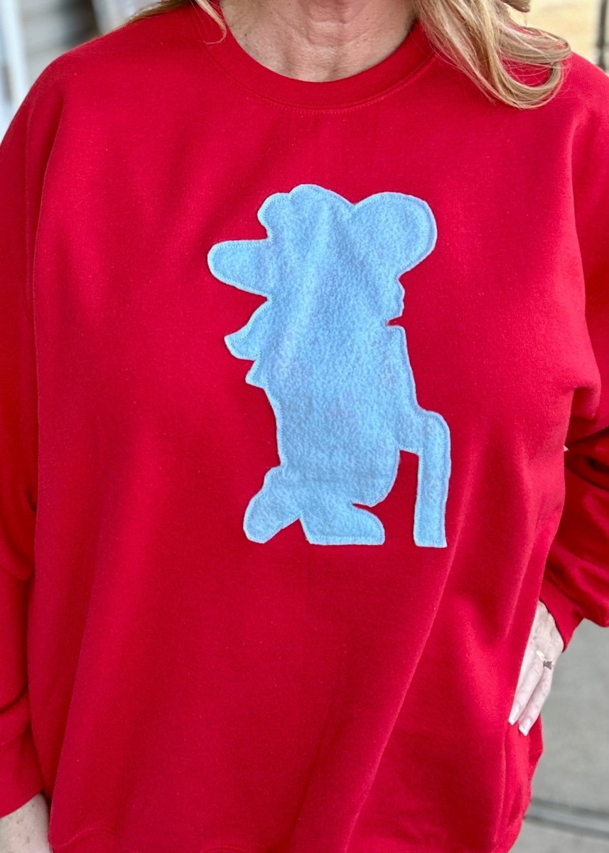 Colonel Reb Applique' Sweatshirt - Red/Light Blue - Graphic Tee -Jimberly's Boutique-Olive Branch-Mississippi