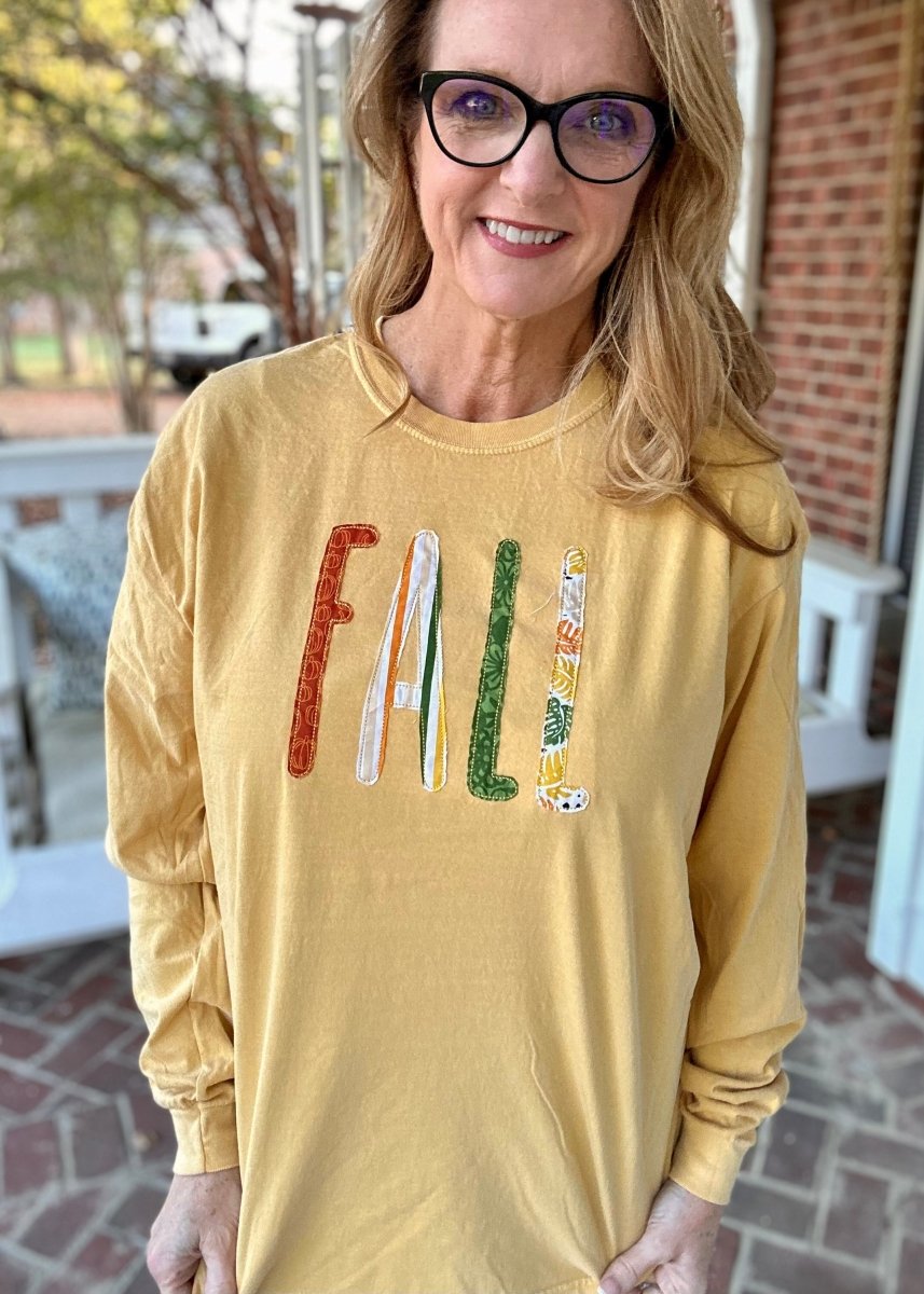 FALL Applique | Long Sleeve | Comfort Colors | LS | Tee | Olive Branch | MS - Applique Comfort Colors LS -Jimberly's Boutique-Olive Branch-Mississippi