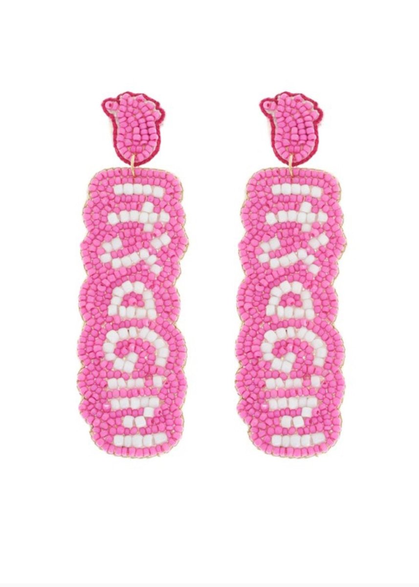 GENDER REVEAL PARTY LONG DROP BEADED EARRINGS - earrings -Jimberly's Boutique-Olive Branch-Mississippi