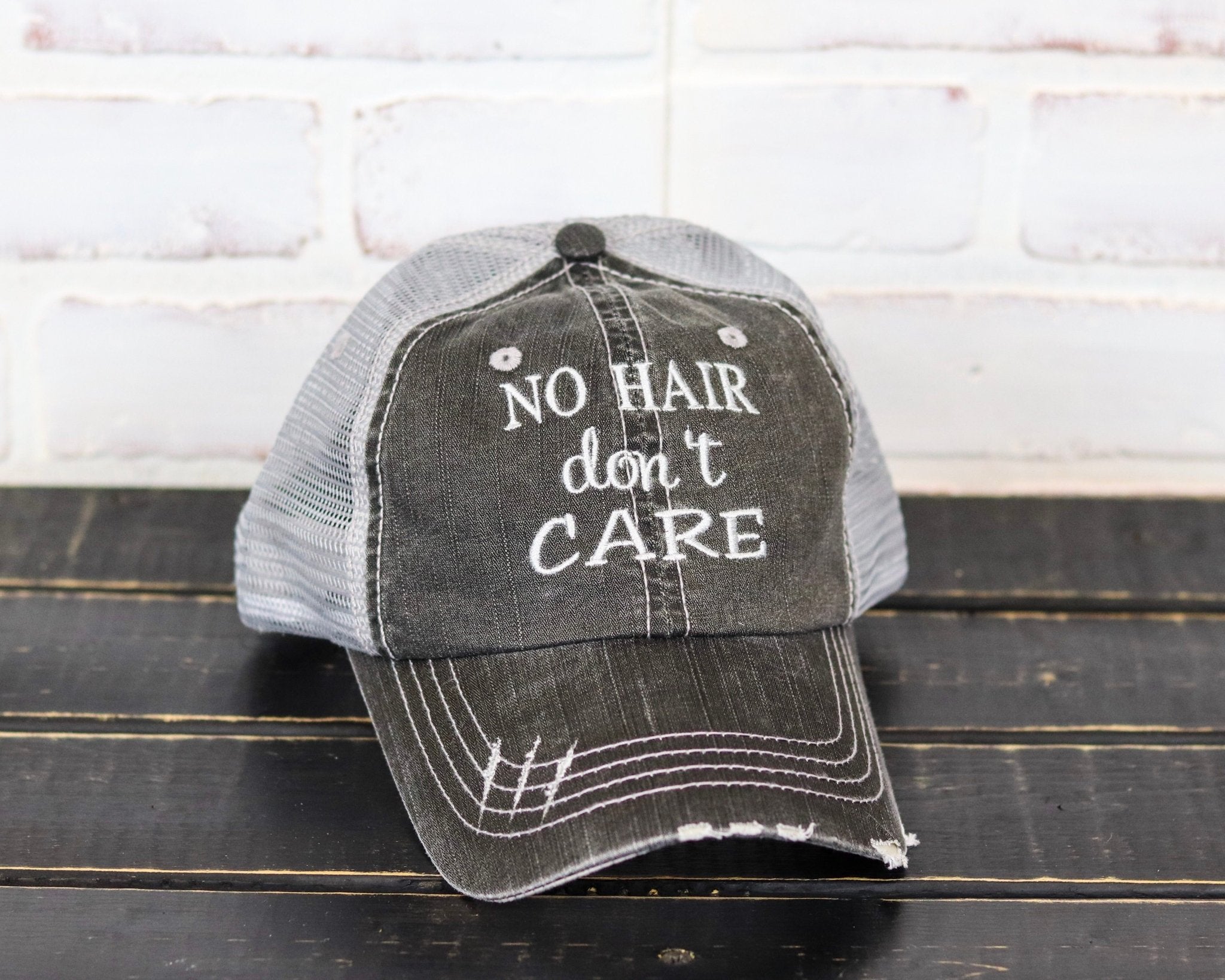 No Hair Don't Care Trucker Ball Cap - Ball Cap -Jimberly's Boutique-Olive Branch-Mississippi