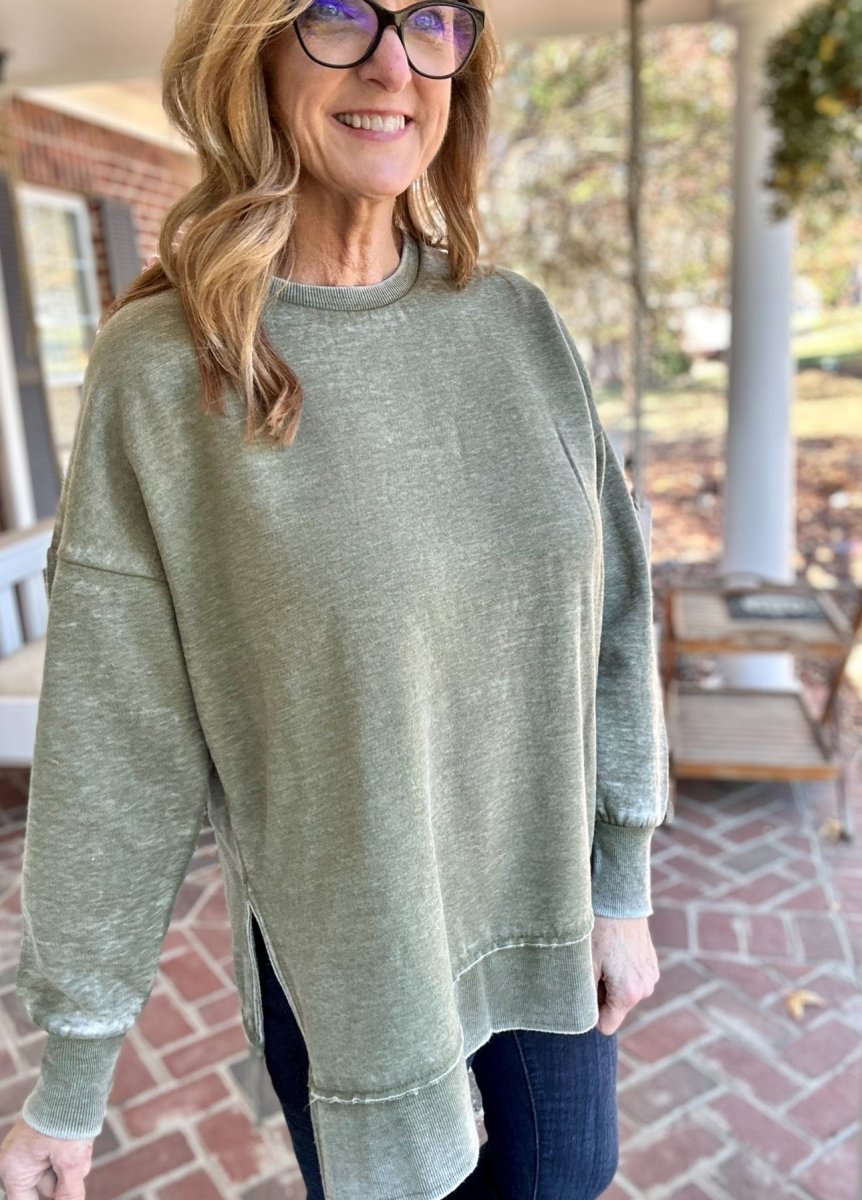 Royce La Jolla Vintage Washed Fleece - Olive - -Jimberly's Boutique-Olive Branch-Mississippi