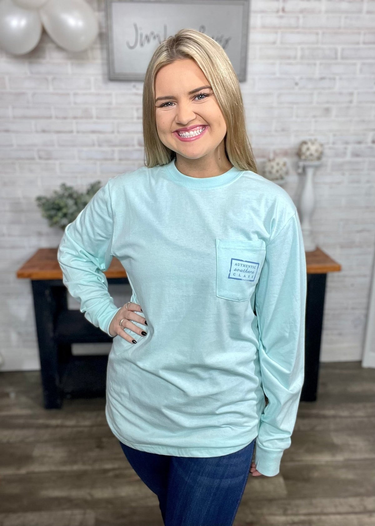 Southern Marsh Authentic Vibrant Tee - Long Sleeve - Ocean Green - Graphic Tee -Jimberly's Boutique-Olive Branch-Mississippi