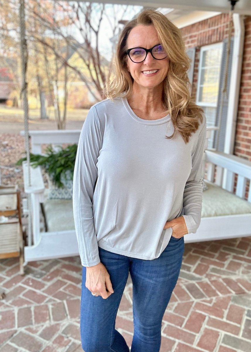 Take It Easy Top - Lt Grey - Casual Top -Jimberly's Boutique-Olive Branch-Mississippi