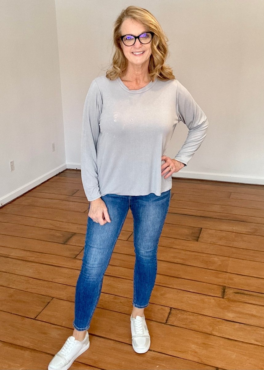 Take It Easy Top - Lt Grey - Casual Top -Jimberly's Boutique-Olive Branch-Mississippi