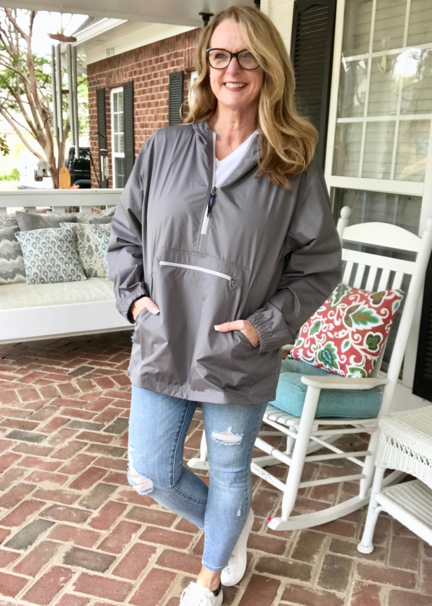Charles River Unlined Pullover Rain Jacket--Grey - Rain Jacket -Jimberly's Boutique-Olive Branch-Mississippi