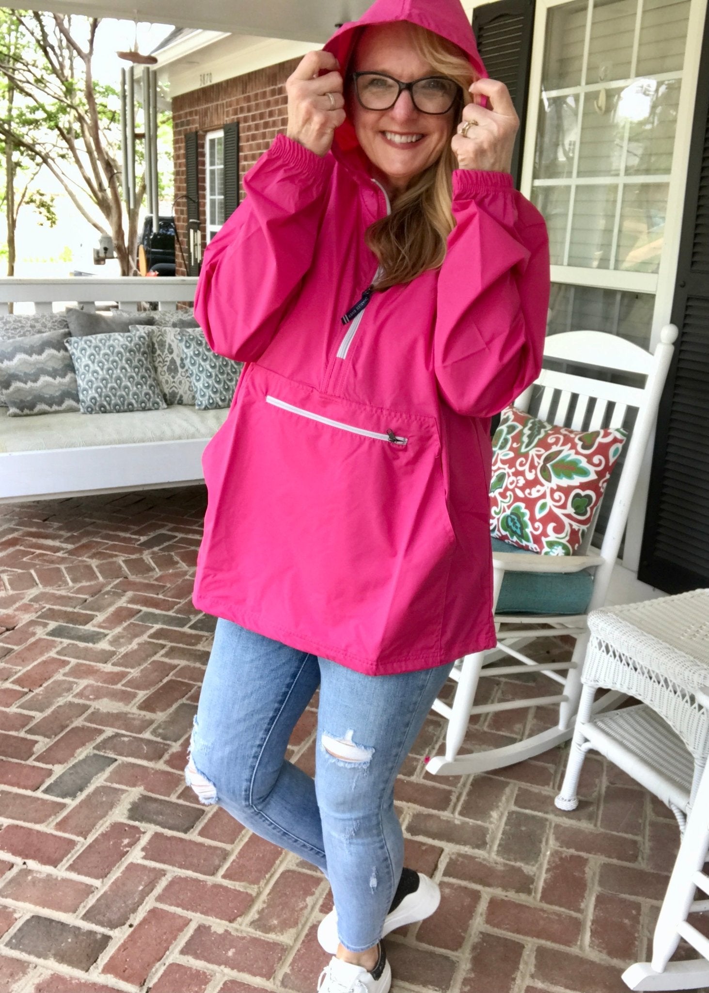 Charles River Unlined Pullover Rain Jacket--Hot Pink - Rain Jacket -Jimberly's Boutique-Olive Branch-Mississippi