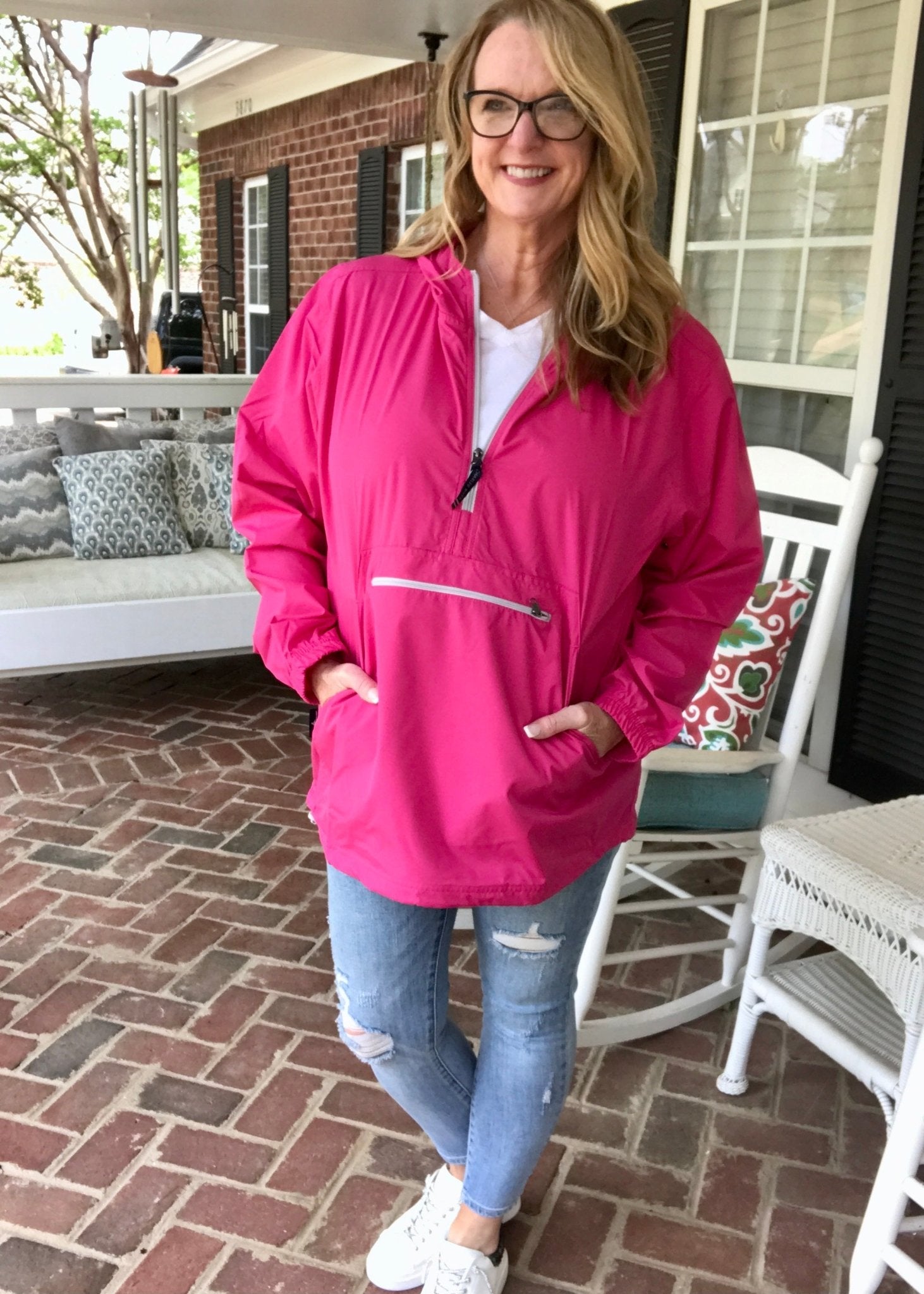 Charles River Unlined Pullover Rain Jacket--Hot Pink - Rain Jacket -Jimberly's Boutique-Olive Branch-Mississippi
