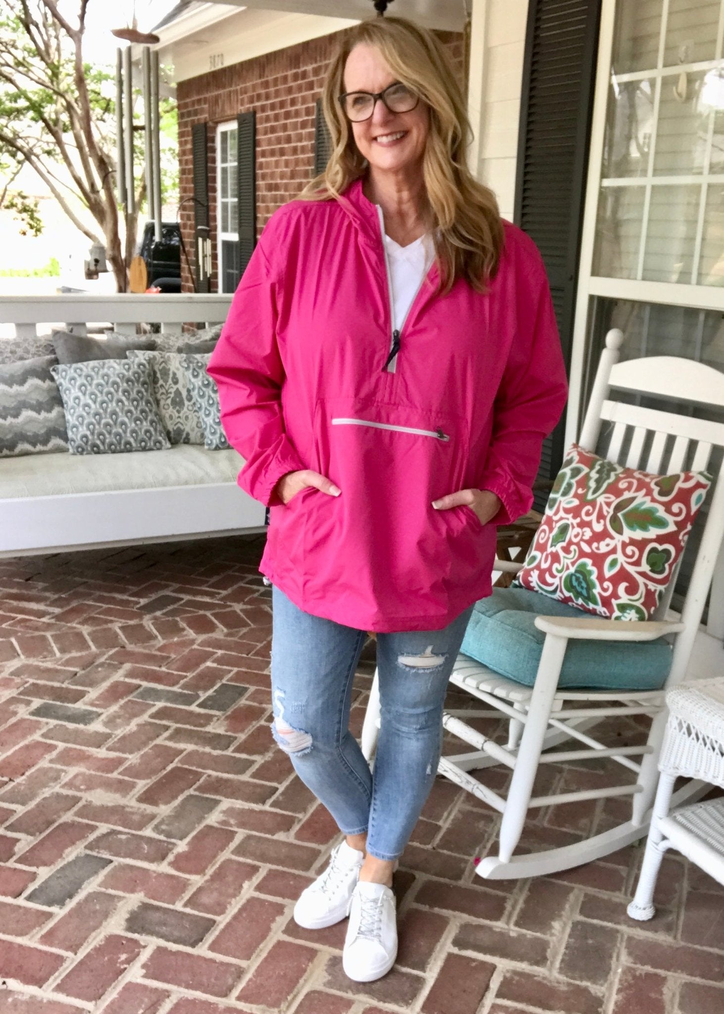 Charles River Unlined Pullover Rain Jacket--Hot Pink - Rain Jacket -Jimberly's Boutique-Olive Branch-Mississippi