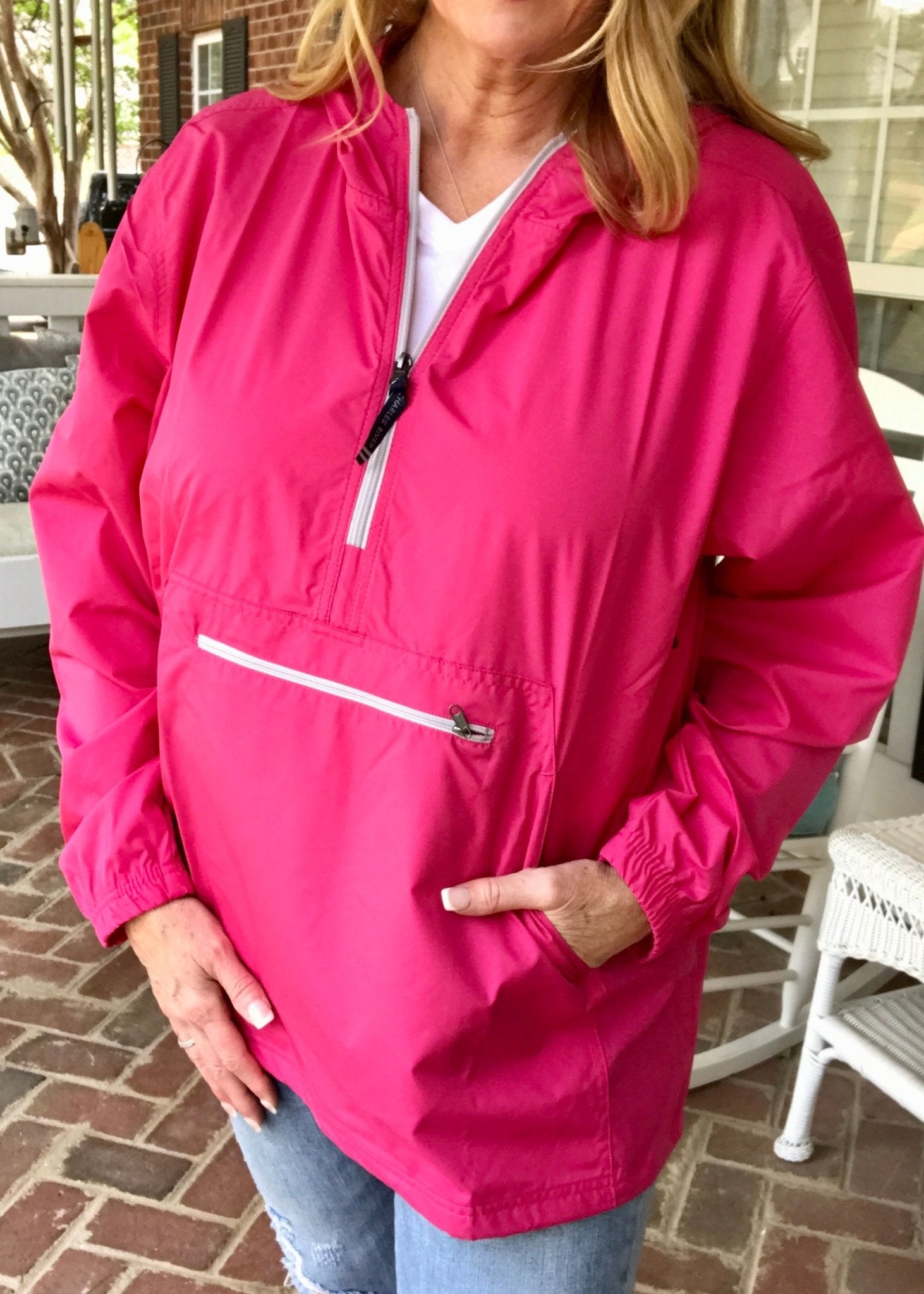 Charles River Unlined Pullover Rain Jacket--Hot Pink - Rain Jacket -Jimberly's Boutique-Olive Branch-Mississippi