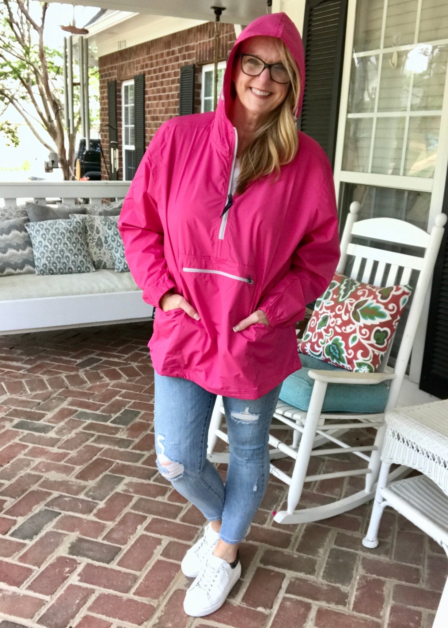 Charles River Unlined Pullover Rain Jacket--Hot Pink - Rain Jacket -Jimberly's Boutique-Olive Branch-Mississippi