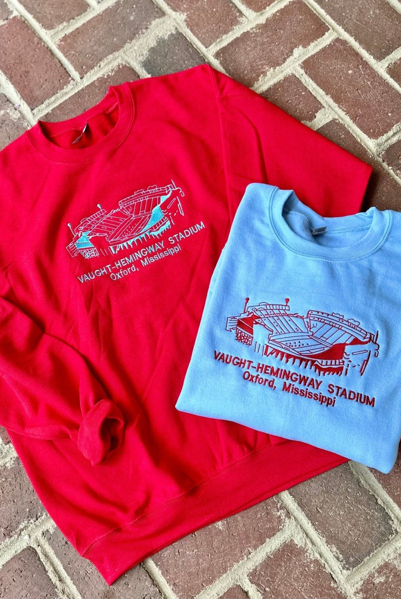 Vaught-Hemingway Stadium Embroidered Sweatshirt - Graphic Tee -Jimberly's Boutique-Olive Branch-Mississippi