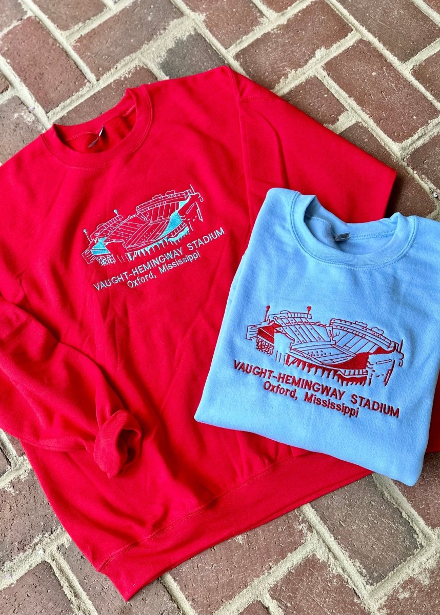 Vaught-Hemingway Stadium Embroidered Sweatshirt - Graphic Tee -Jimberly's Boutique-Olive Branch-Mississippi
