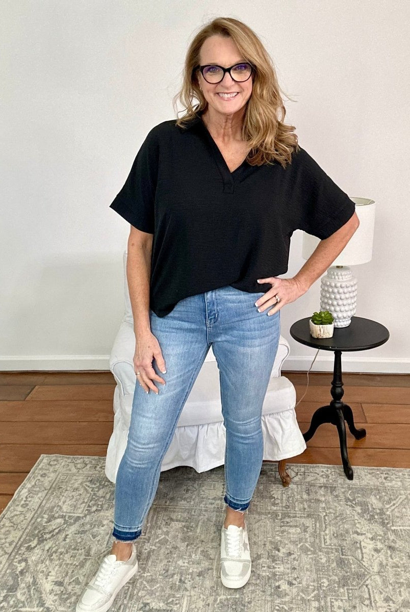 Vervet Haylie High Rise Contrast Hem Crop Skinny Jeans - Skinny Jeans -Jimberly's Boutique-Olive Branch-Mississippi