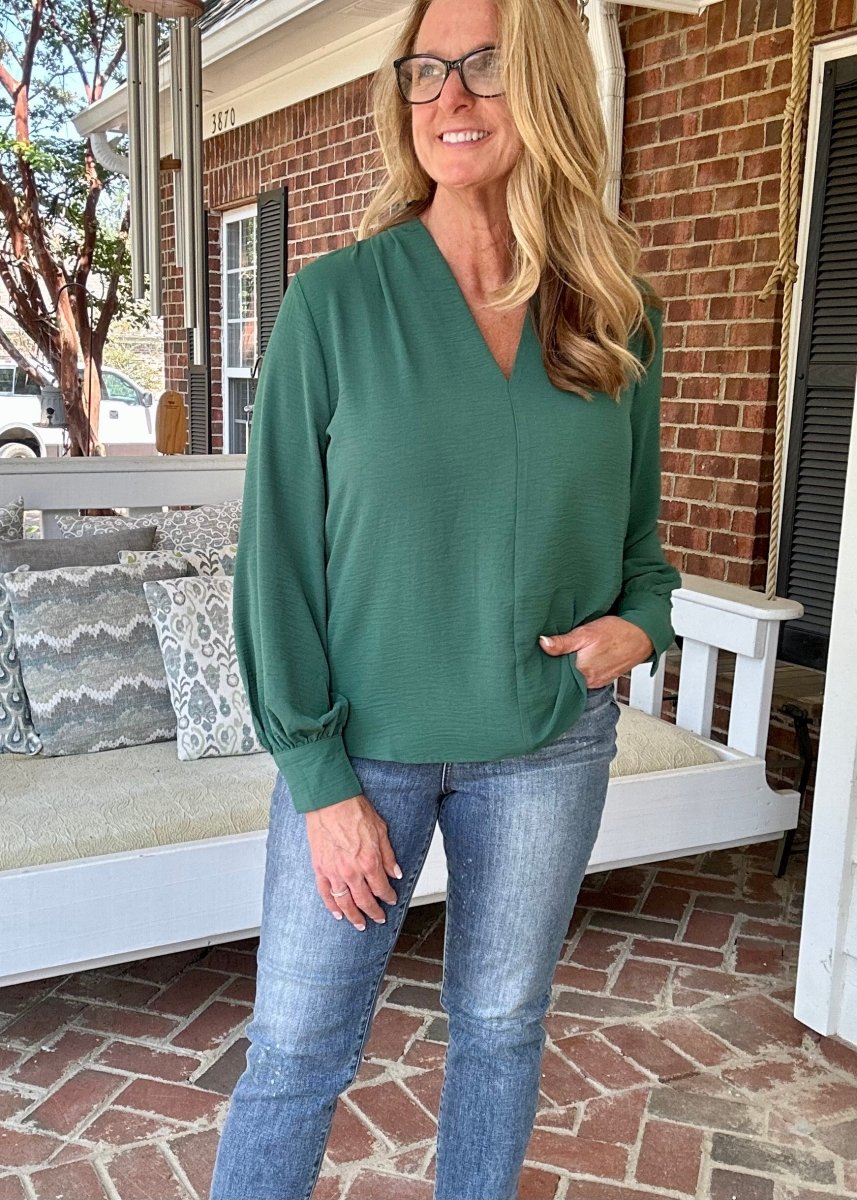 Zenana Pretty Please Top - Dark Green - Shirts & Tops -Jimberly's Boutique-Olive Branch-Mississippi