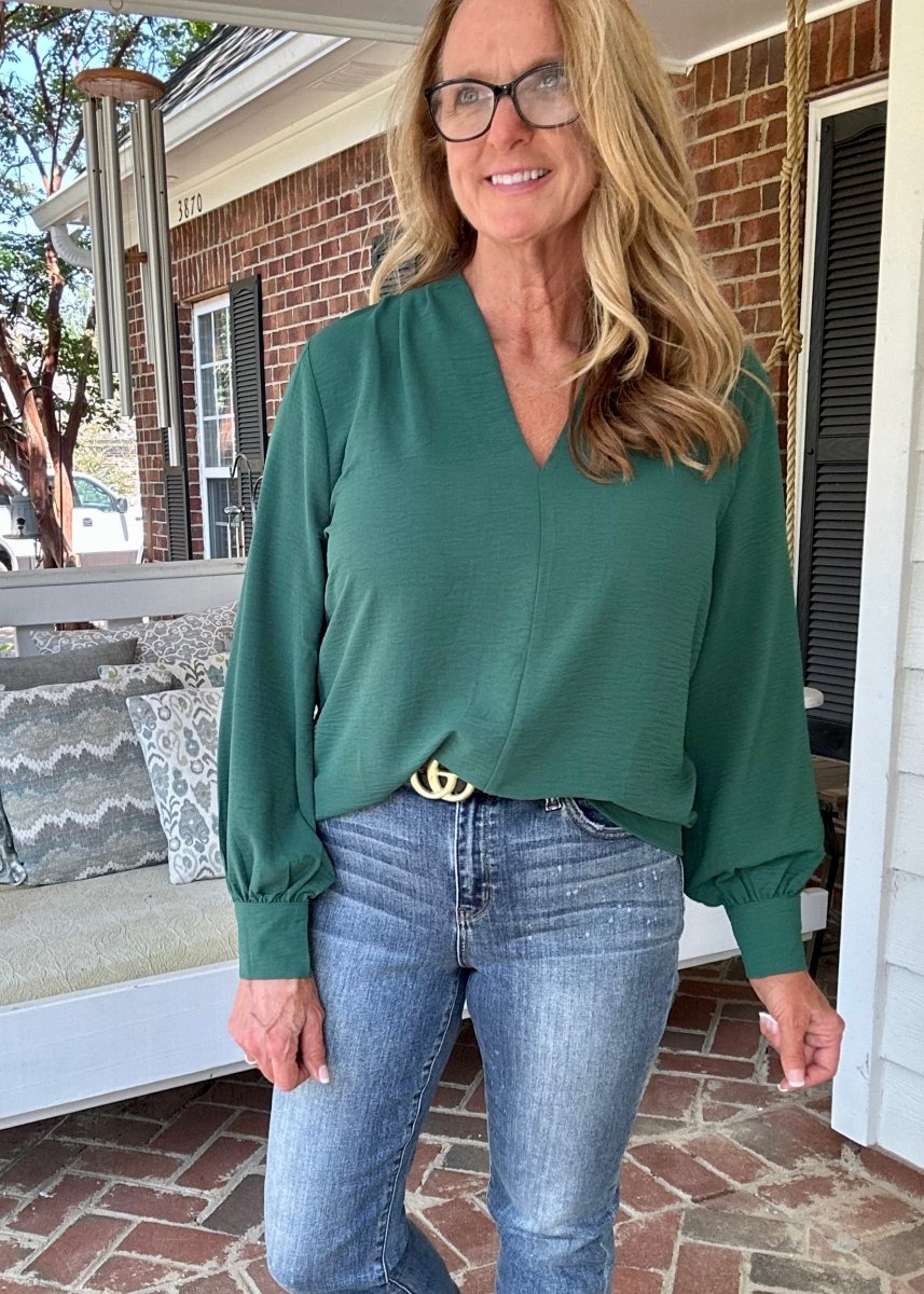 Zenana Pretty Please Top - Dark Green - Shirts & Tops -Jimberly's Boutique-Olive Branch-Mississippi