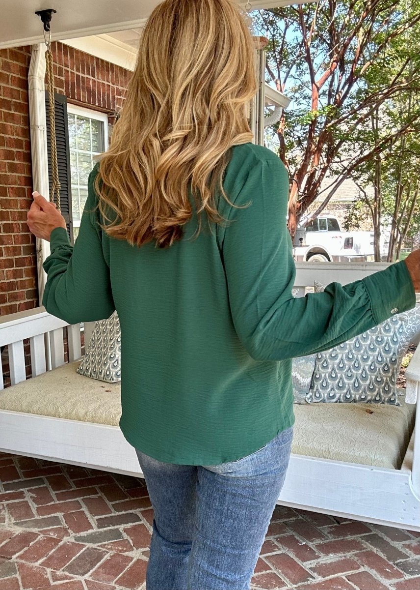 Zenana Pretty Please Top - Dark Green - Shirts & Tops -Jimberly's Boutique-Olive Branch-Mississippi