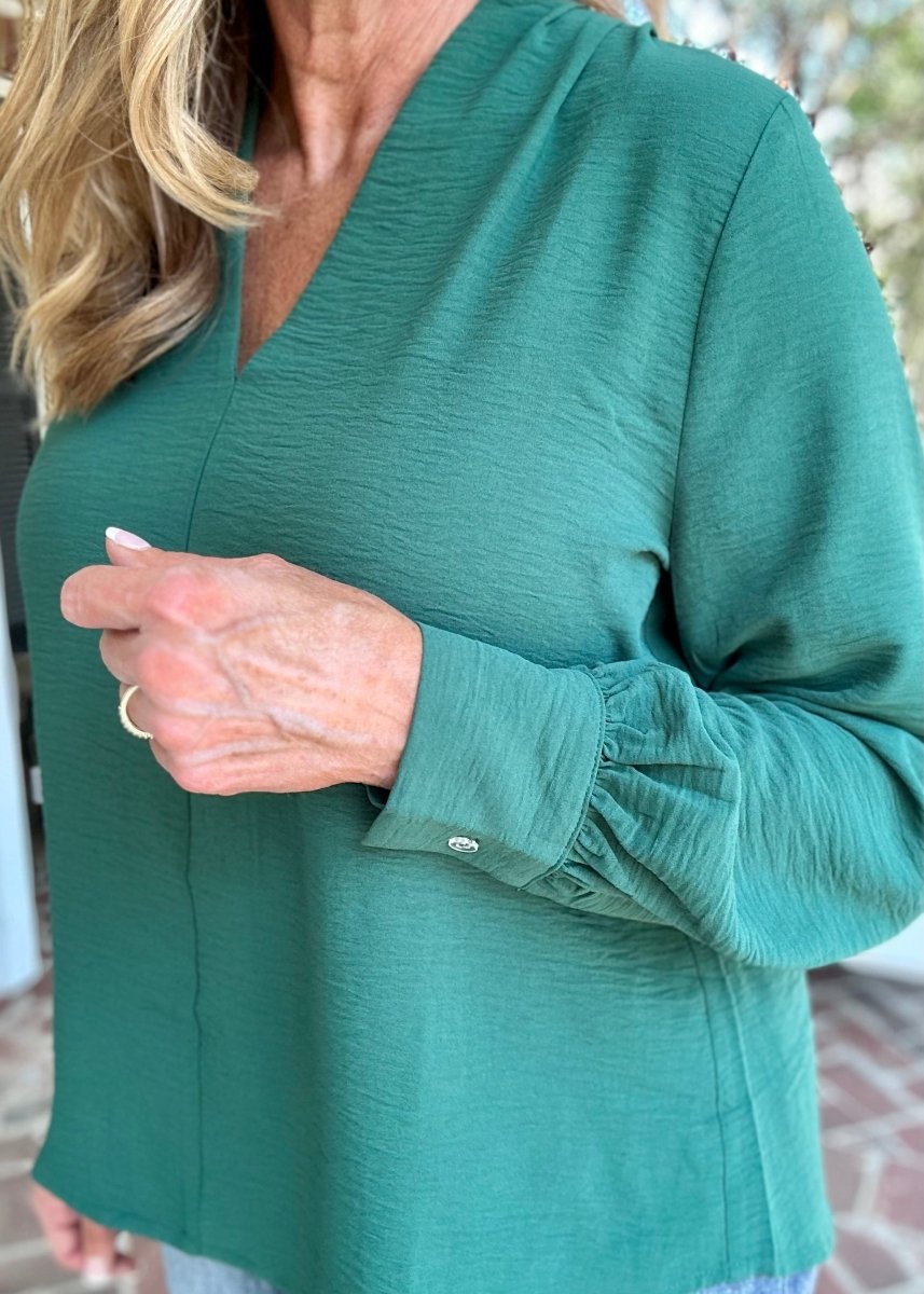 Zenana Pretty Please Top - Dark Green - Shirts & Tops -Jimberly's Boutique-Olive Branch-Mississippi