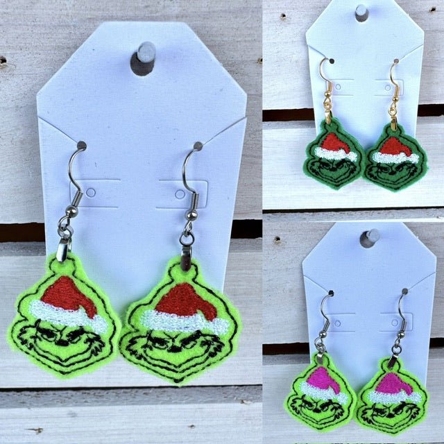 Adorable Lightweight Grinch Embroidered Earrings - Jimberly's Boutique