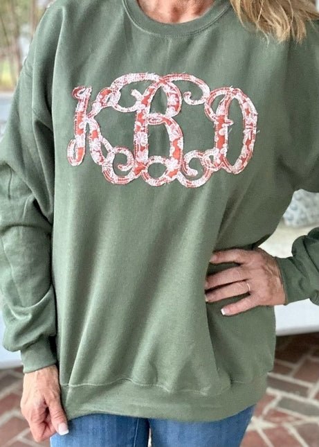 Leopard monogram embroidered sweatshirt