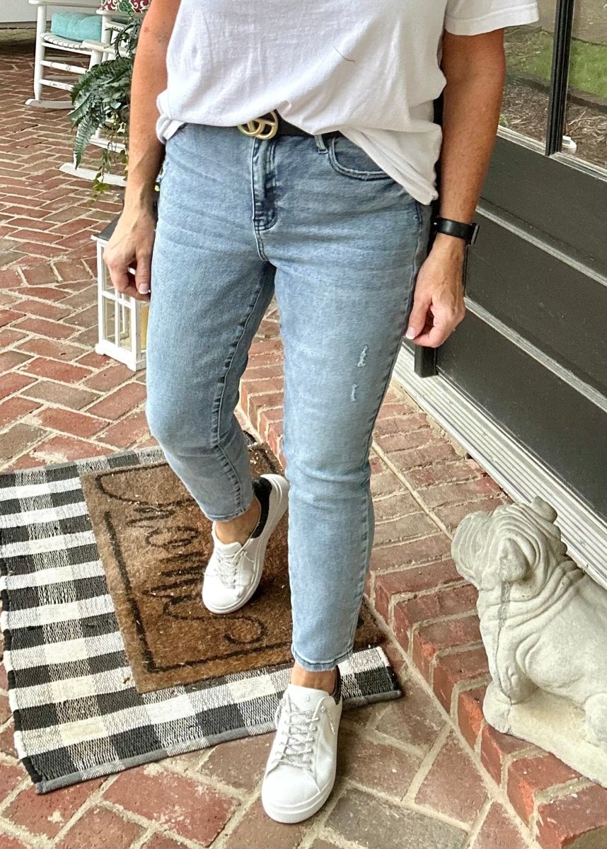 Unveiling Timeless Elegance: Judy Blue Kammie Mild Destroy Slim Jeans - Jimberly's Boutique