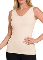 2 - Way V - Neck/U - Neck Seamless Tank - Sand Beige - Jimberly's Boutique - Olive Branch - Mississippi