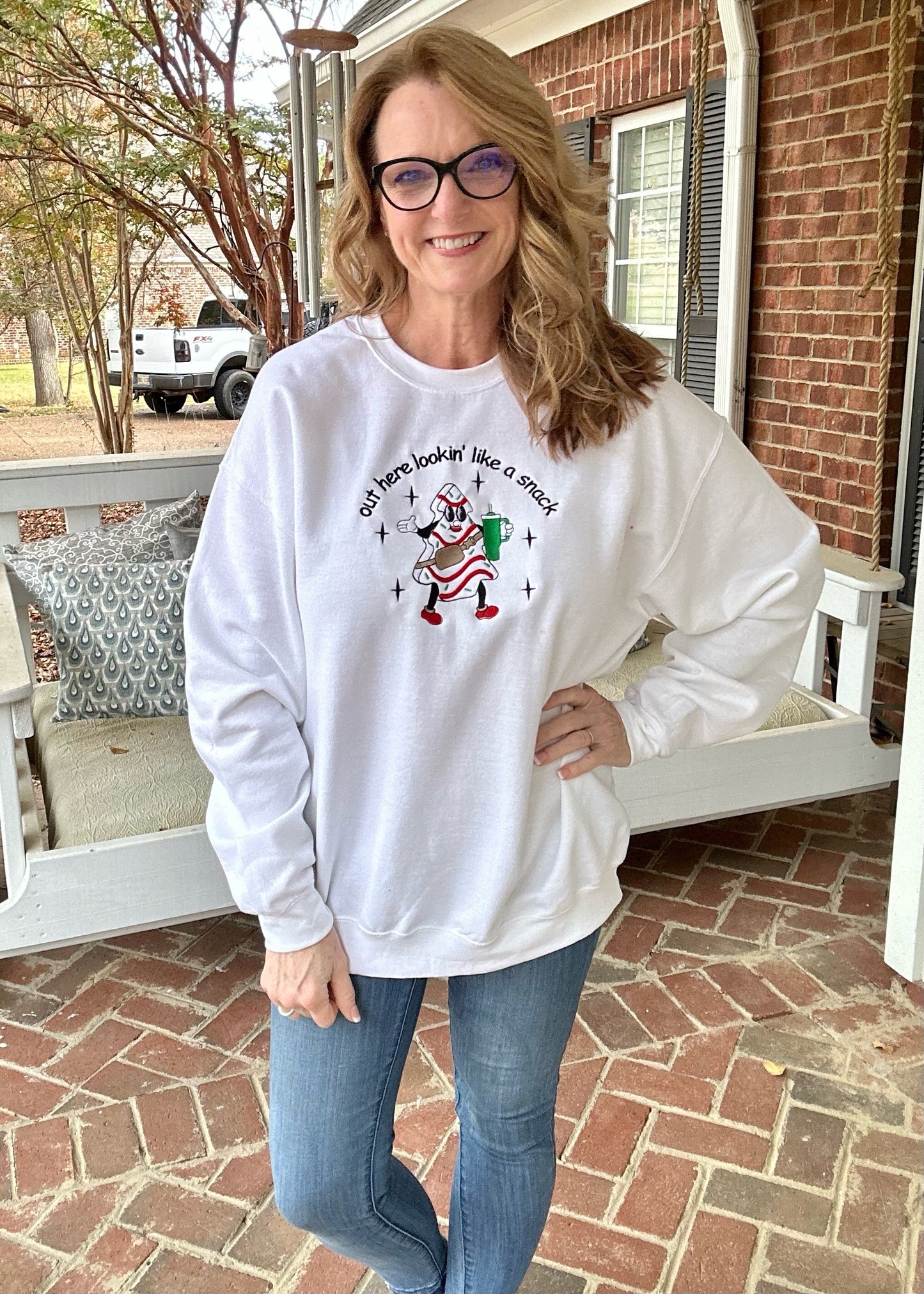 Christmas Cake | Out  Here Lookin Like A Snack | Embroidered Sweatshirt