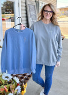 Cross of Nails | Embroidered | Sweatshirt | Blue Jean - Embroidered Comfort Colors -Jimberly's Boutique-Olive Branch-Mississippi