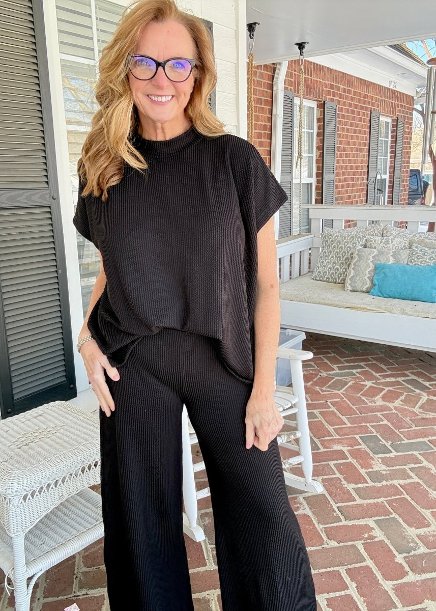 Abby Raised Rib Pants Set - Black - pants set - Jimberly's Boutique - Olive Branch - Mississippi