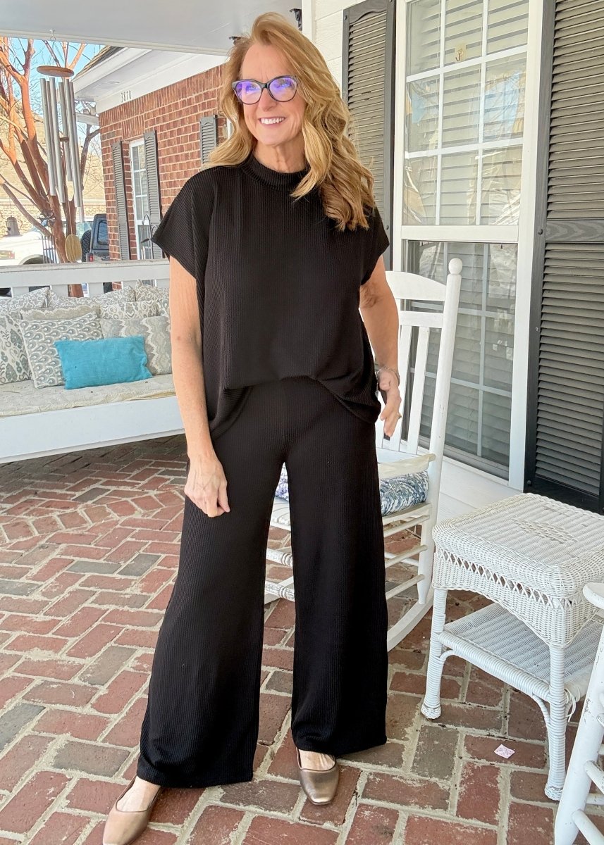 Abby Raised Rib Pants Set - Black - pants set - Jimberly's Boutique - Olive Branch - Mississippi