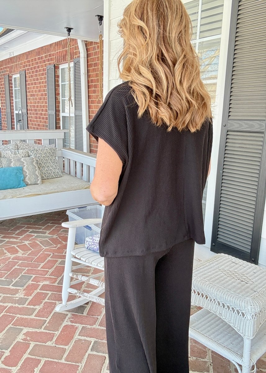 Abby Raised Rib Pants Set - Black - pants set - Jimberly's Boutique - Olive Branch - Mississippi