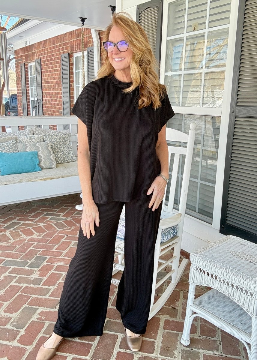 Abby Raised Rib Pants Set - Black - pants set - Jimberly's Boutique - Olive Branch - Mississippi