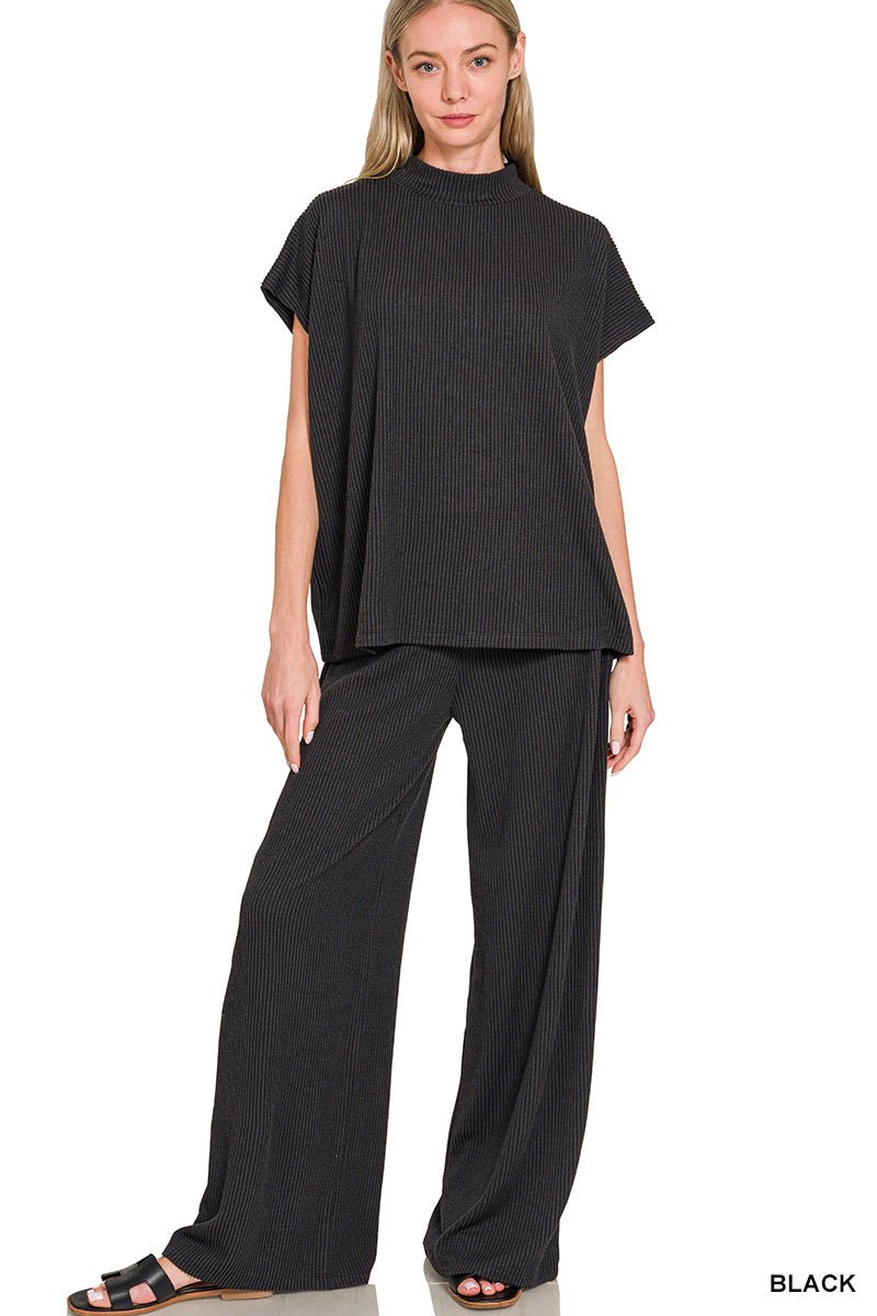 Abby Raised Rib Pants Set - Black - pants set - Jimberly's Boutique - Olive Branch - Mississippi