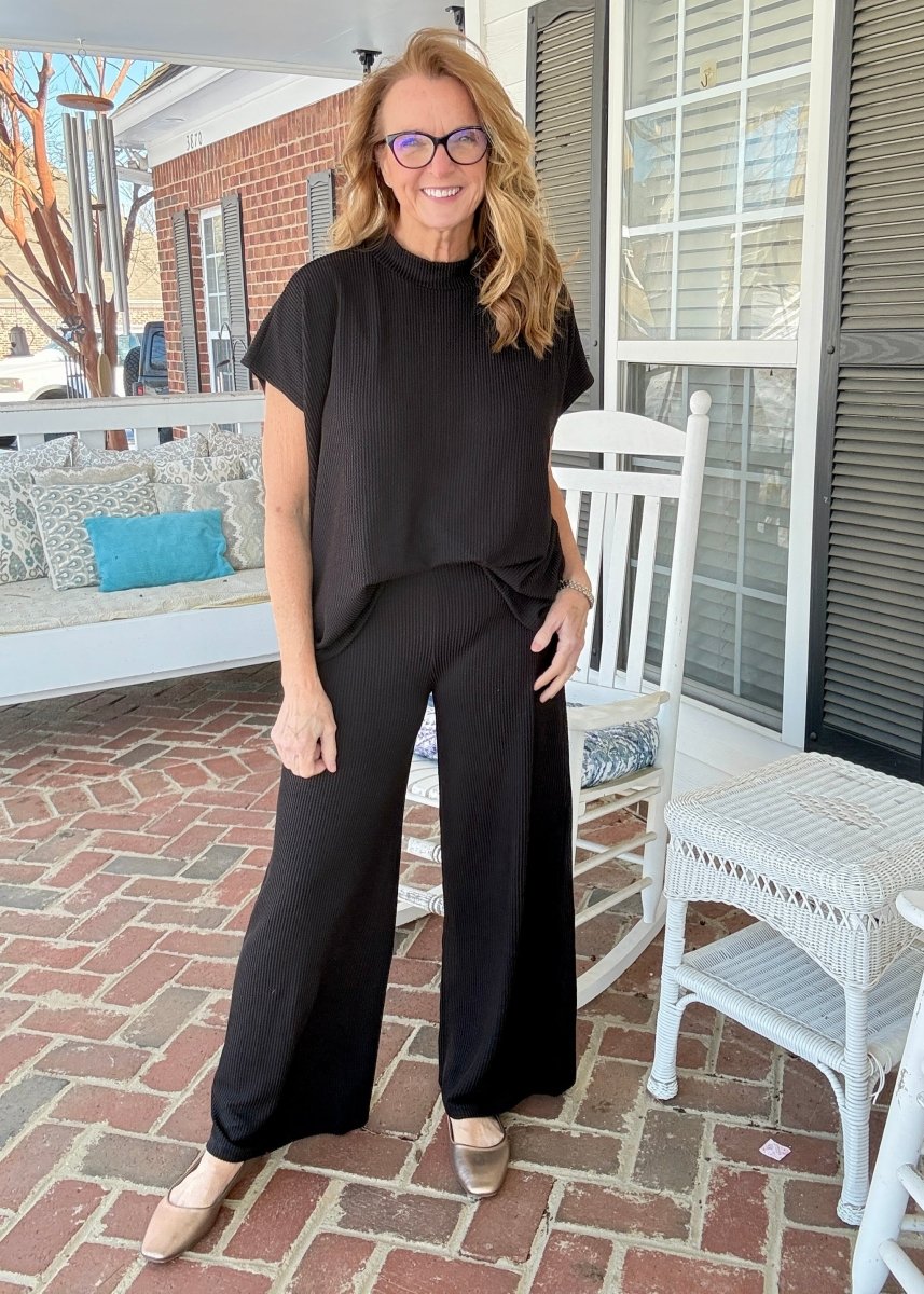 Abby Raised Rib Pants Set - Black - pants set - Jimberly's Boutique - Olive Branch - Mississippi