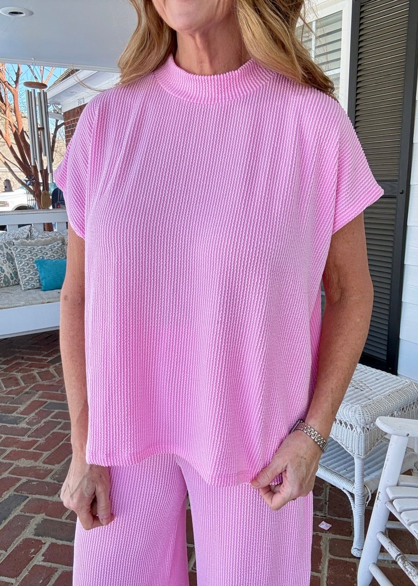 Abby Raised Rib Pants Set - Pink - pants set - Jimberly's Boutique - Olive Branch - Mississippi