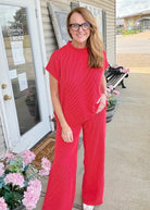 Abby Raised Rib Pants Set - Red - pants set - Jimberly's Boutique - Olive Branch - Mississippi