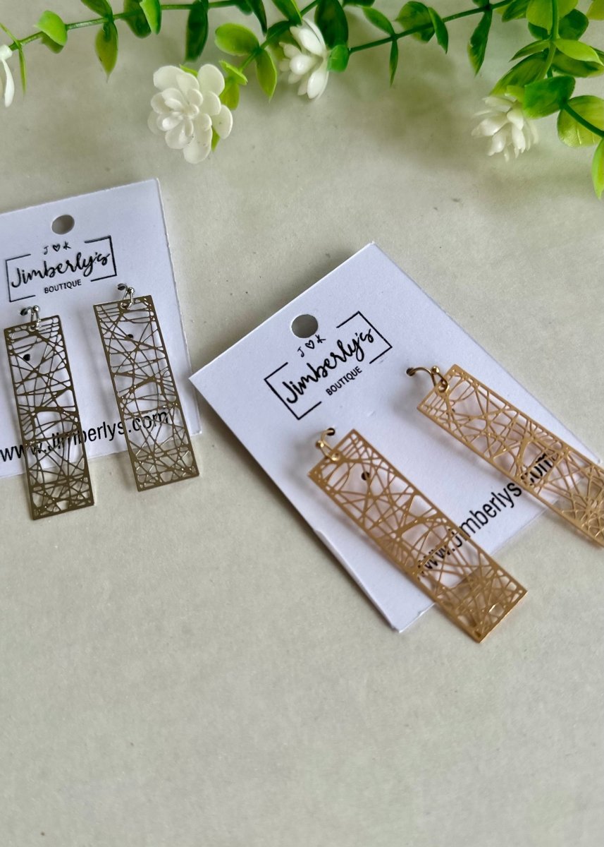 Abstract Cut Out Rectangular Earrings - earrings -Jimberly's Boutique-Olive Branch-Mississippi