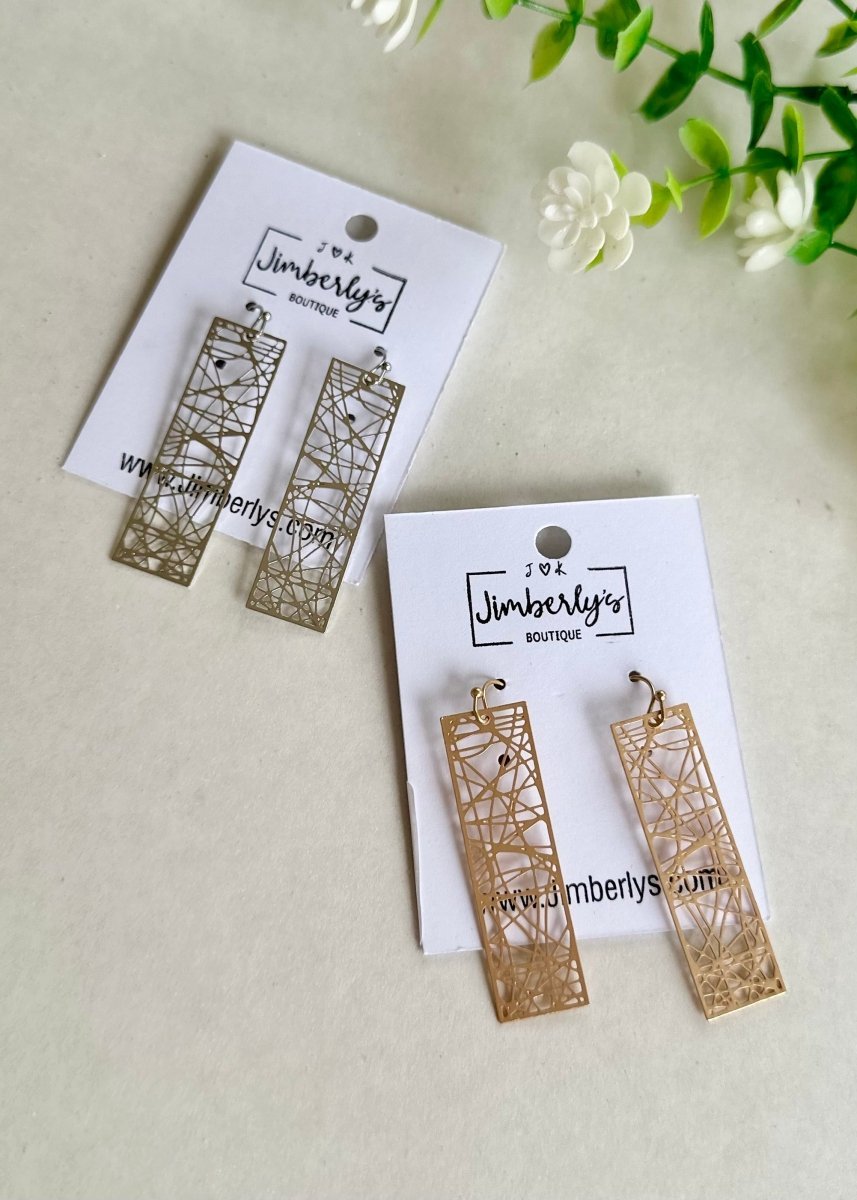 Abstract Cut Out Rectangular Earrings - earrings -Jimberly's Boutique-Olive Branch-Mississippi