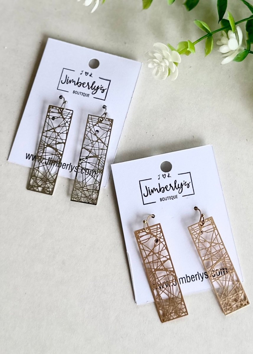 Abstract Cut Out Rectangular Earrings - earrings -Jimberly's Boutique-Olive Branch-Mississippi