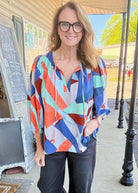 Abstract Print Top - Navy Mix - Umgee Top - Jimberly's Boutique - Olive Branch - Mississippi