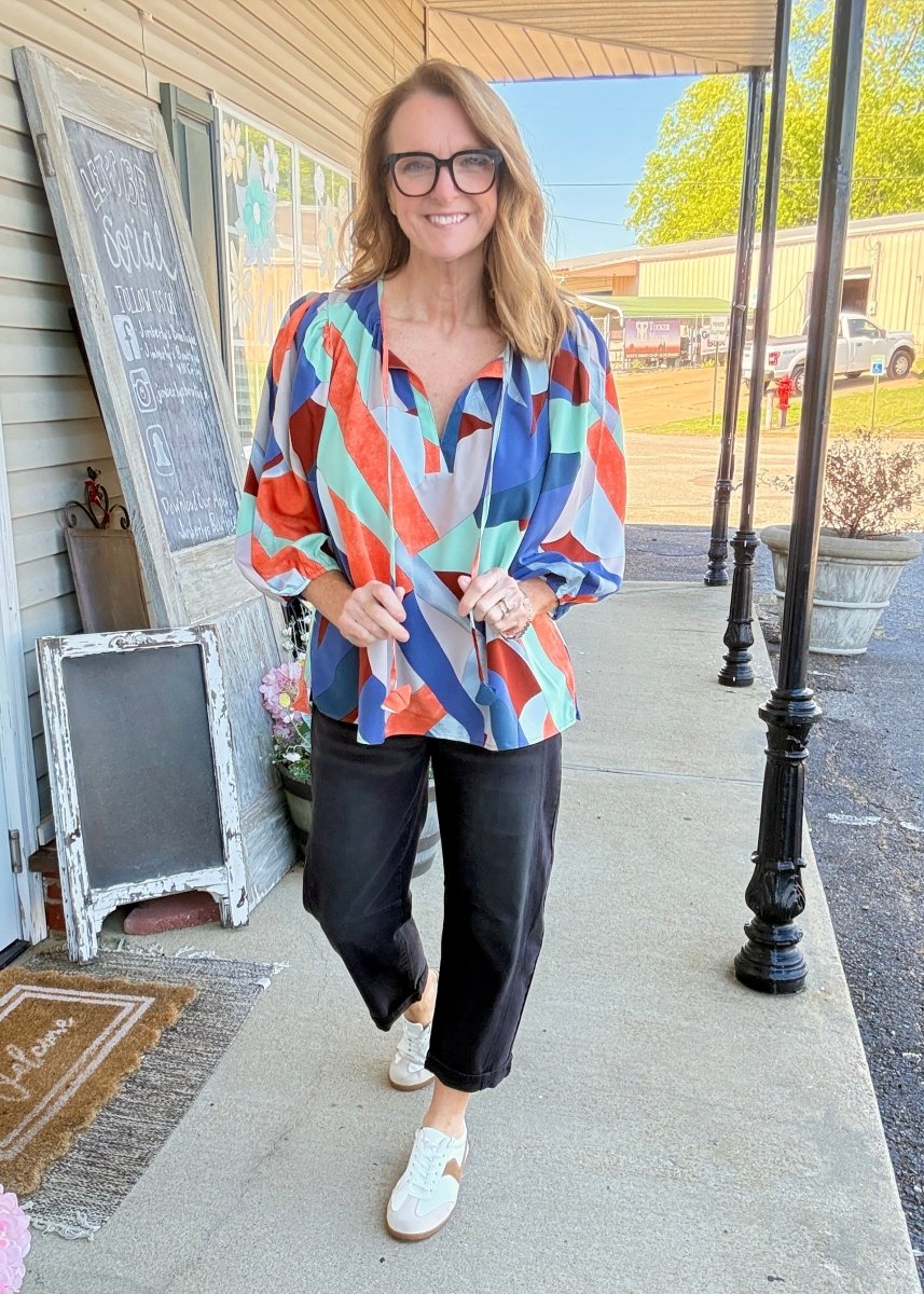 Abstract Print Top - Navy Mix - Umgee Top - Jimberly's Boutique - Olive Branch - Mississippi