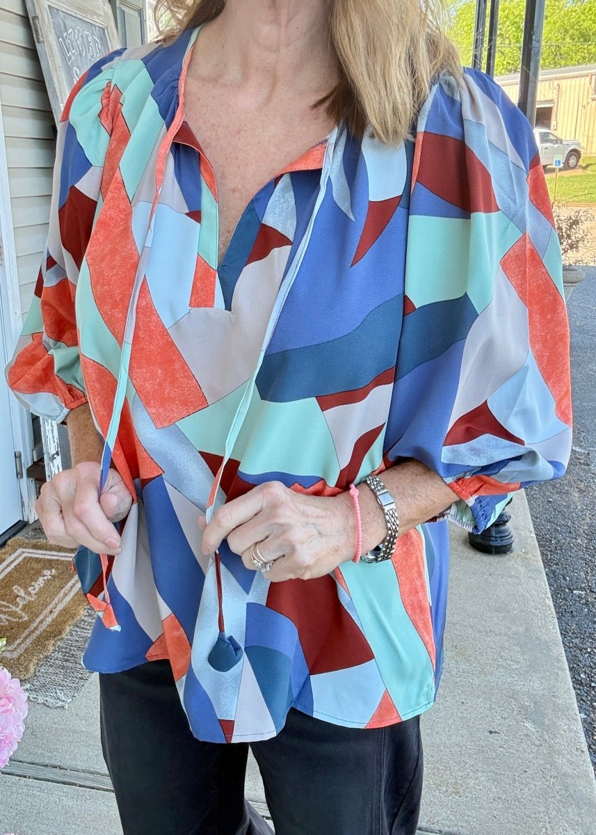 Abstract Print Top - Navy Mix - Umgee Top - Jimberly's Boutique - Olive Branch - Mississippi