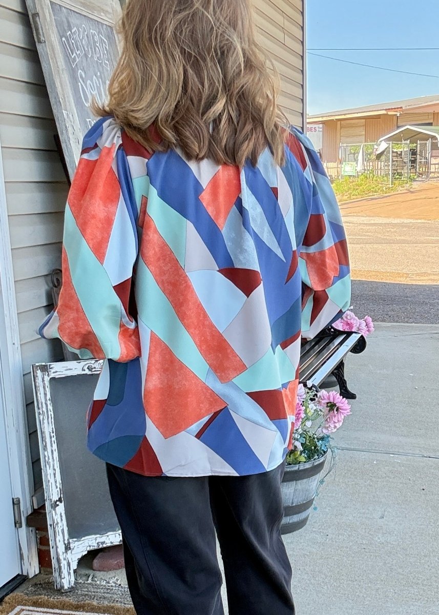 Abstract Print Top - Navy Mix - Umgee Top - Jimberly's Boutique - Olive Branch - Mississippi